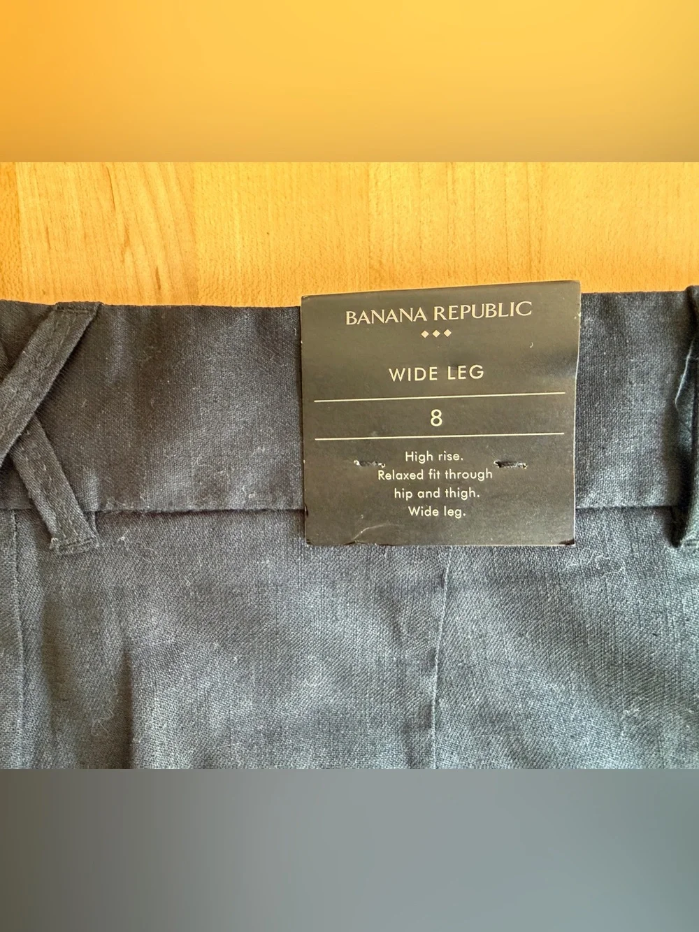 NWT* BANANA REPUBLIC BLACK HIGH RISE WIDE LEG LINEN BLEND PANT *NEW SIZE 8 x 32”